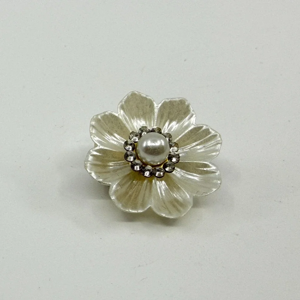 Radiant Flower Brooch Crystal Pearl Accent Statement Piece Boho Accessory Gift